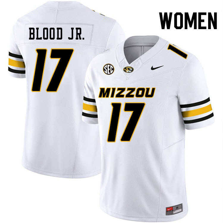 Women #17 Harold Blood Jr. Missouri Tigers College Football Jerseys Stitched-White